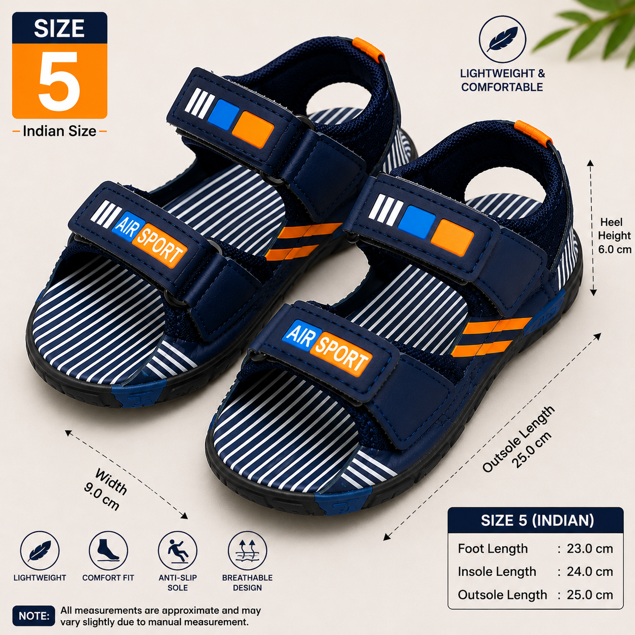 Kids Sports Sandals for Boys | Navy Blue Velcro Sandals | Lightweight Outdoor & Casual Sandals - Image 4