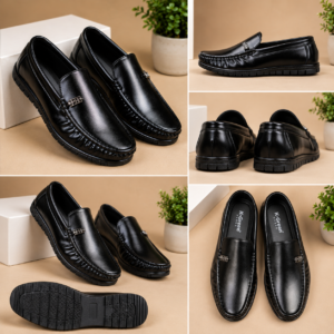 K-Green Men's Premium Black Loafers | Slip-On Casual & Formal Shoes | Lightweight Comfort Footwear
