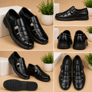 K-Green Men's Black Fisherman Sandals | Closed Toe Casual Sandals | Comfortable Daily Wear Footwear