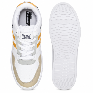 ASIAN Men's Casual Sneakers | Lightweight Lace-Up Shoes | White