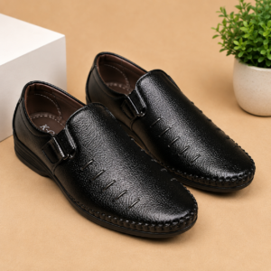 K-Green Men's Black Slip-On Casual Loafers | Comfortable Daily Wear Shoes | Lightweight Formal & Casual Footwear