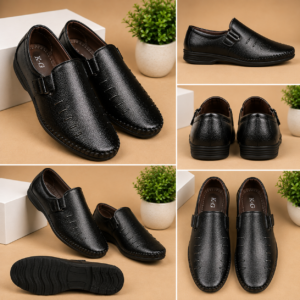K-Green Men's Black Slip-On Casual Loafers | Comfortable Daily Wear Shoes | Lightweight Formal & Casual Footwear