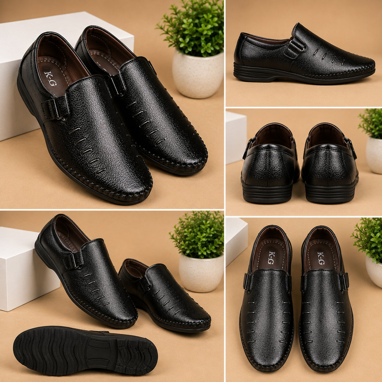 K-Green Men's Black Slip-On Casual Loafers | Comfortable Daily Wear Shoes | Lightweight Formal & Casual Footwear - Image 3