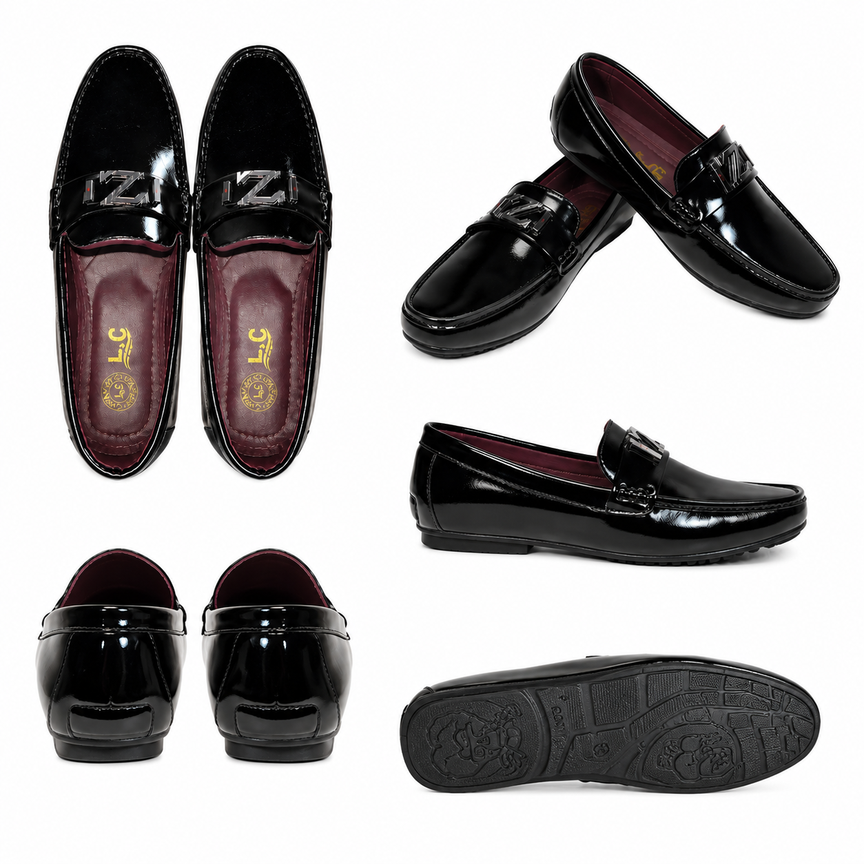 LC Men's Premium Glossy Black Loafers shoes - Image 4