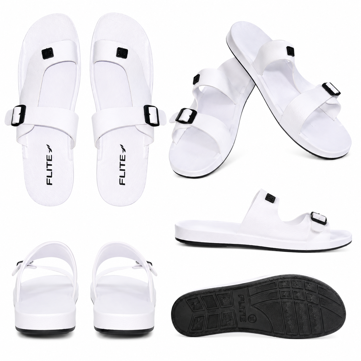 FLITE Men's White Casual Comfort Slides - Image 3