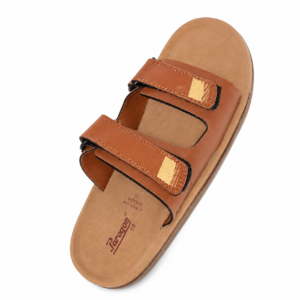 Paragon Men's Brown Comfort Double Strap Slides/ Slippers