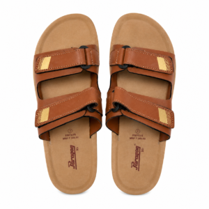 Paragon Men's Brown Comfort Double Strap Slides/ Slippers