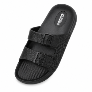 STOUT Men's Black Double Buckle Comfort Slides/Slippers