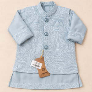 JISAAN Kids Sky Blue Embroidered Ethnic Wear Set for Boys