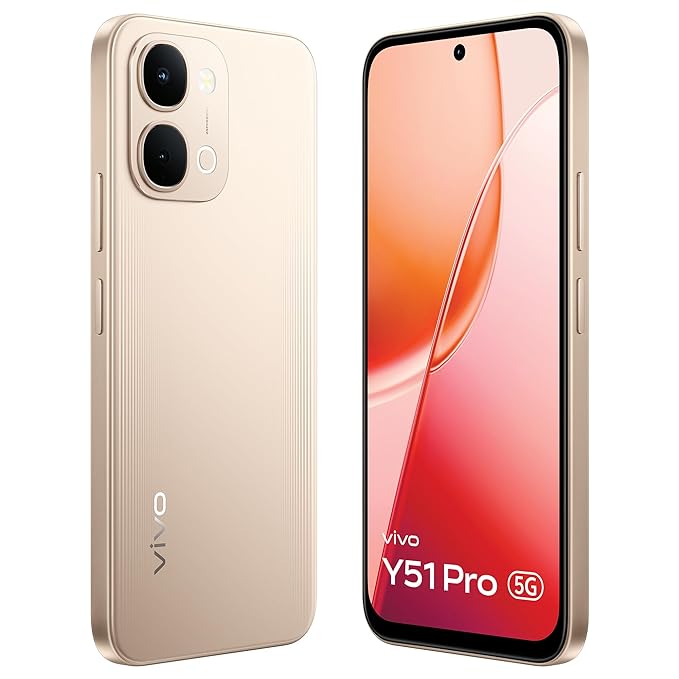 Vivo y51 pro 5G Smartphone | 8GB RAM + 128GB Storage | 7200mAh Battery | 50MP AI Camera | 6.75" HD+ Display | Dual SIM | Noble Gold - Image 2