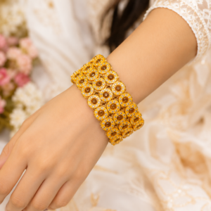 Women's Premium Gold-Tone Crystal Studded Designer Bangles Set