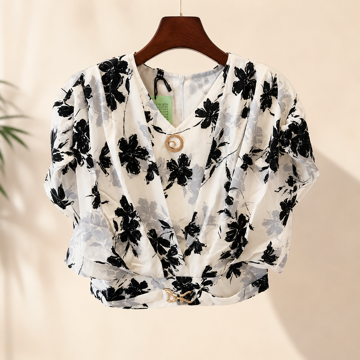 Girls White & Black Floral Sleeveless Top with Wide-Leg Palazzo Pants Co-Ord Set - Image 3