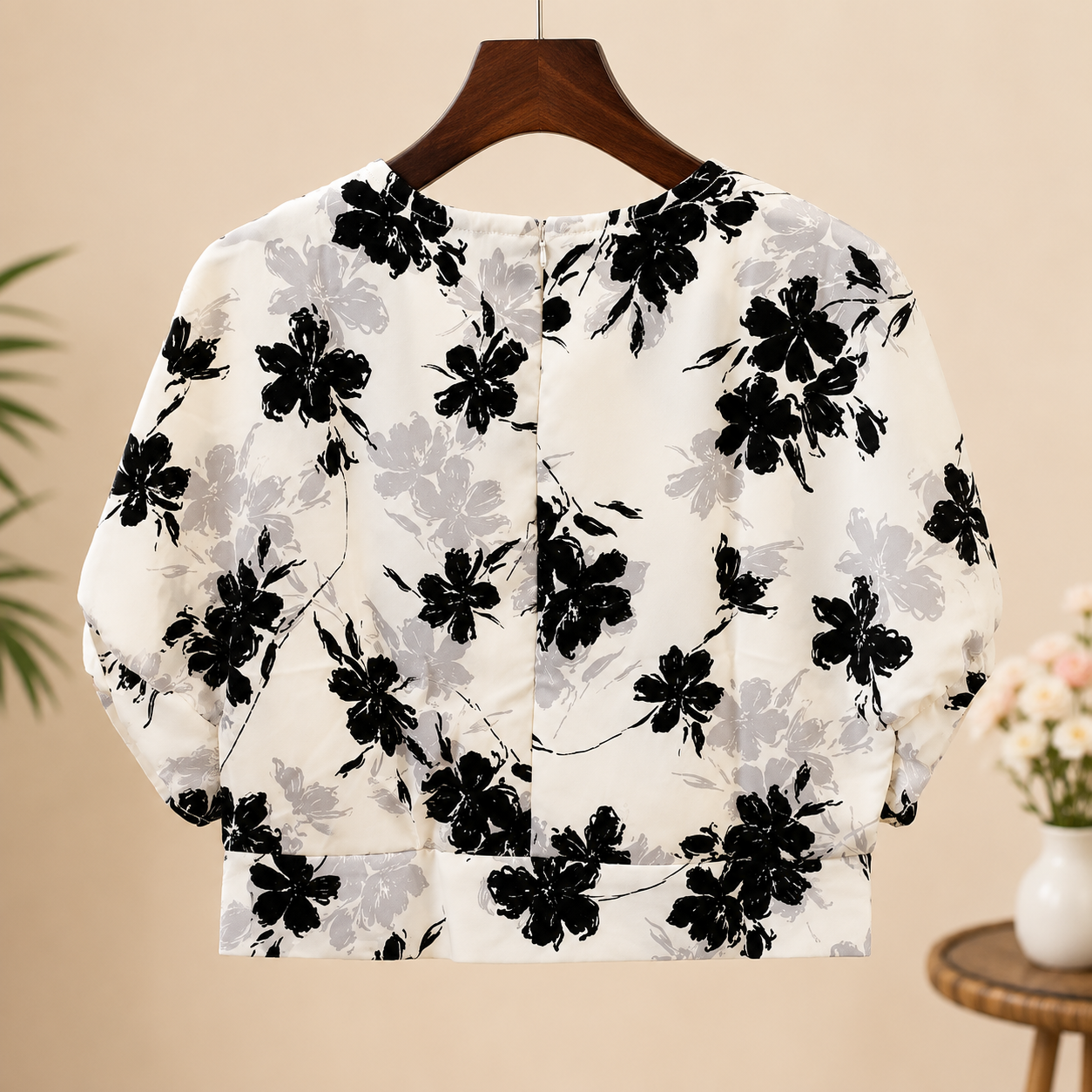 Girls White & Black Floral Sleeveless Top with Wide-Leg Palazzo Pants Co-Ord Set - Image 5