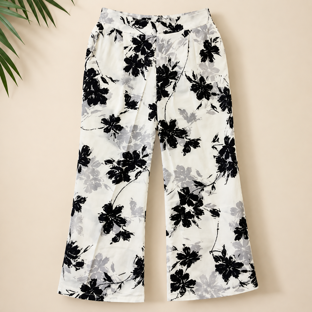 Girls White & Black Floral Sleeveless Top with Wide-Leg Palazzo Pants Co-Ord Set - Image 4