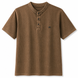 Men’s Denim Washed Henley T-Shirt