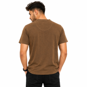 Men’s Denim Washed Henley T-Shirt
