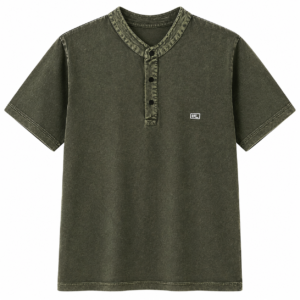 Men’s Denim Washed Henley T-Shirt