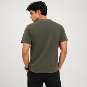 Men’s Denim Washed Henley T-Shirt