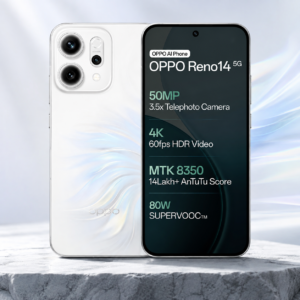 OPPO Reno14 5G 8GB RAM + 256GB ROM – Pearl White