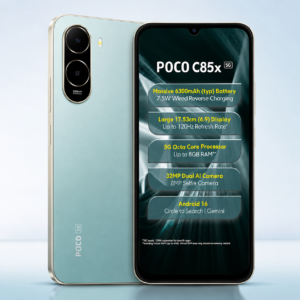 POCO C85x 5G Smartphone, Emerald Green, 4GB RAM, 64GB Storage