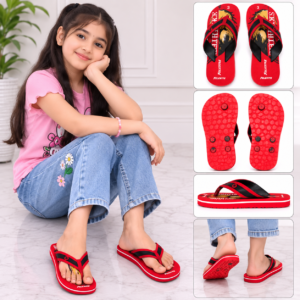 FELEXLITE Sky Fighter Red & Black Kids Flip-Flops for Girls