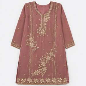 Women's Embroidered Kurta Palazzo Set with Dupatta – Dusty Rose