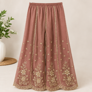 Women's Embroidered Kurta Palazzo Set with Dupatta – Dusty Rose
