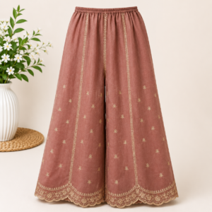 Women's Embroidered Kurta Palazzo Set with Dupatta – Dusty Rose