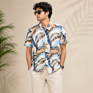 Men's Abstract Print Casual Half Sleeve Shirt