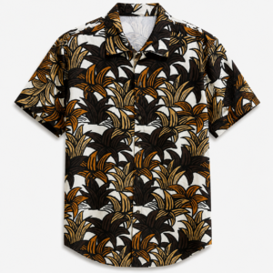 Men's Tropical Leaf Print Casual Half Sleeve Shirt