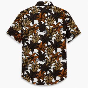 Men's Tropical Leaf Print Casual Half Sleeve Shirt