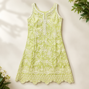 Women's Embroidered Kurti with Palazzo & Dupatta Set – Light Green