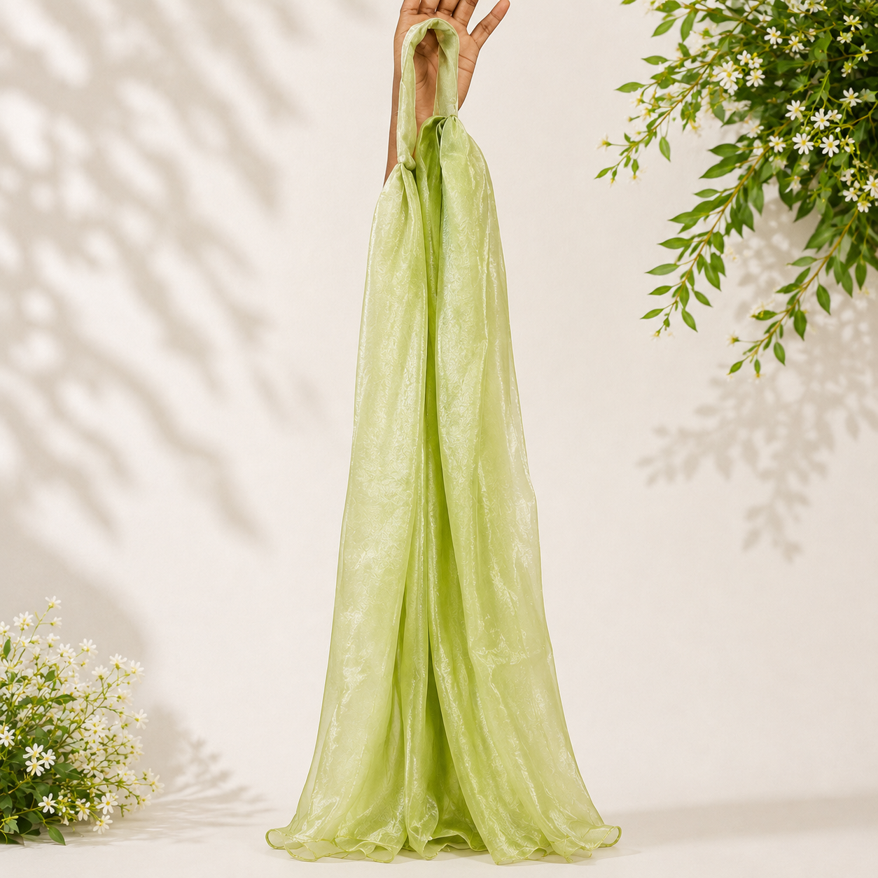 Women's Embroidered Kurti with Palazzo & Dupatta Set – Light Green - Image 5