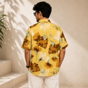 Men's Premium Printed Half Sleeve Casual Shirt – Mustard Yellow