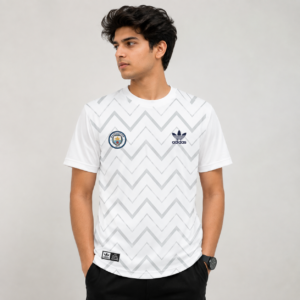 Men’s White Chevron Pattern Sports T-Shirt