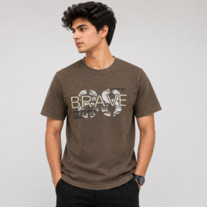 Men’s Denim line “BRAVE 89” Printed Cotton T-Shirt