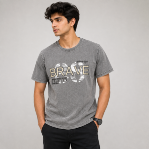 Men’s Denim line “BRAVE 89” Printed Cotton T-Shirt