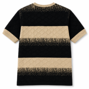 Men’s Black & Beige Textured Striped Knit T-Shirt