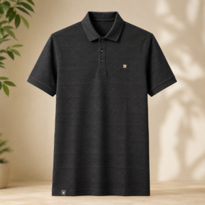999 Men’s Black Textured T-Shirt – Regular Fit, Half Sleeve