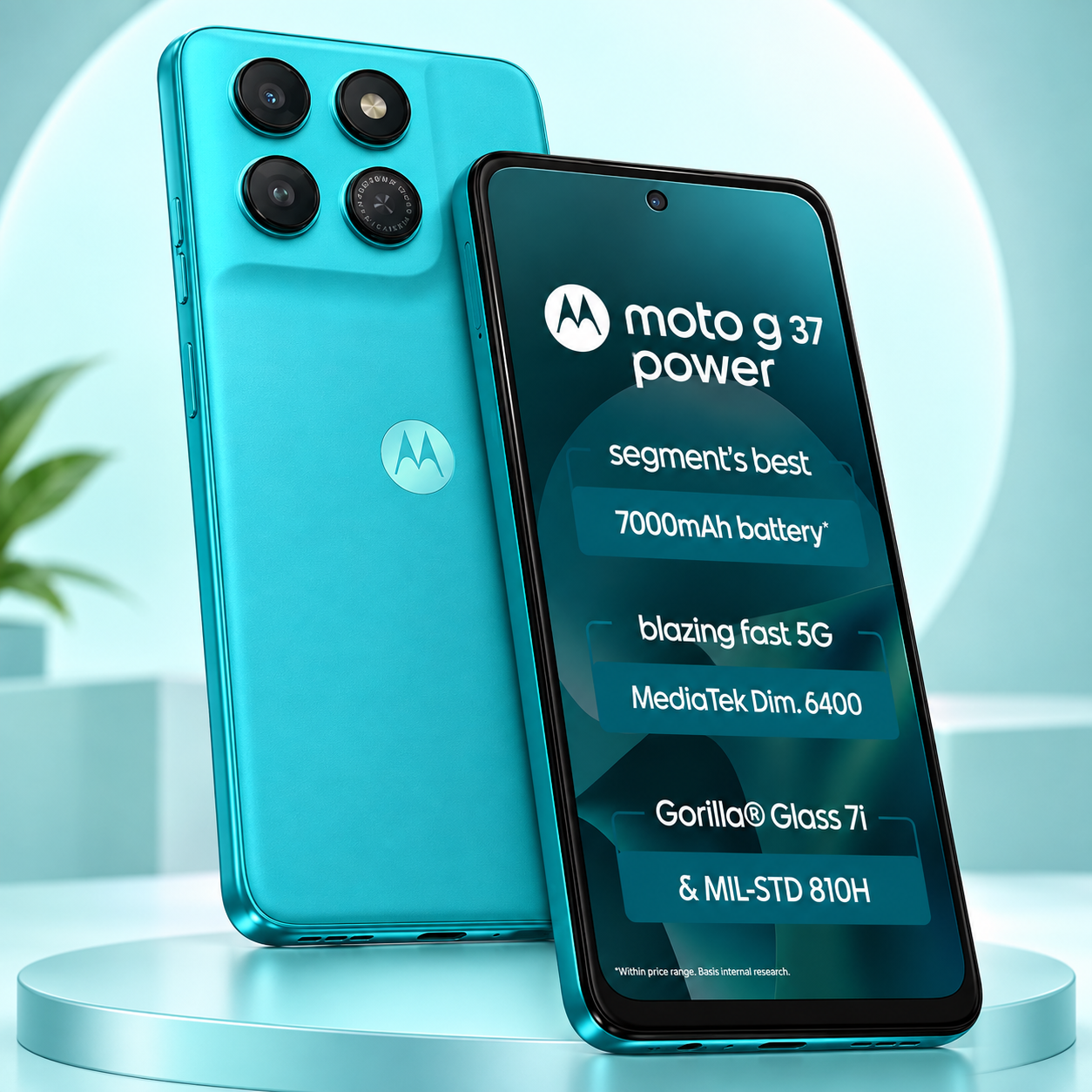 Motorola G37 Power 5G Smartphone | 7000 mAh Battery | PANTONE Capri