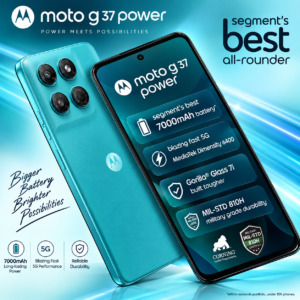 Motorola G37 Power 5G Smartphone | 7000 mAh Battery | PANTONE Capri