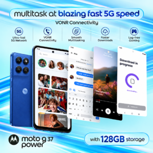 Motorola G37 Power 5G Smartphone | 7000 mAh Battery | PANTONE Capri