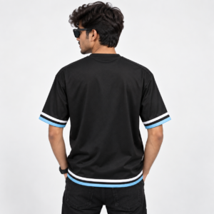 Menβs New Style Black Printed Crew Neck T-Shirt