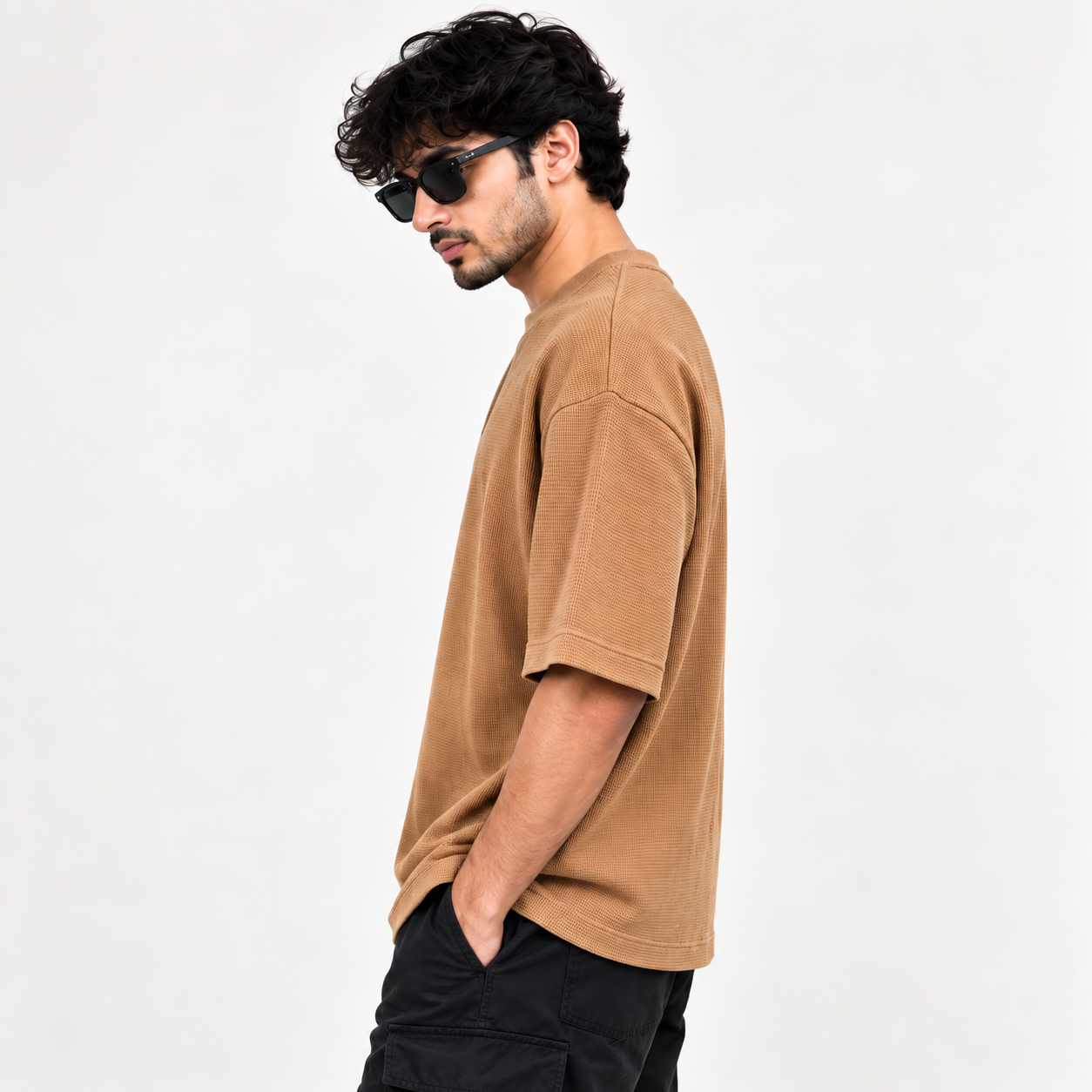 Men’s Fadded German Waffle Knit T-Shirt - Image 3