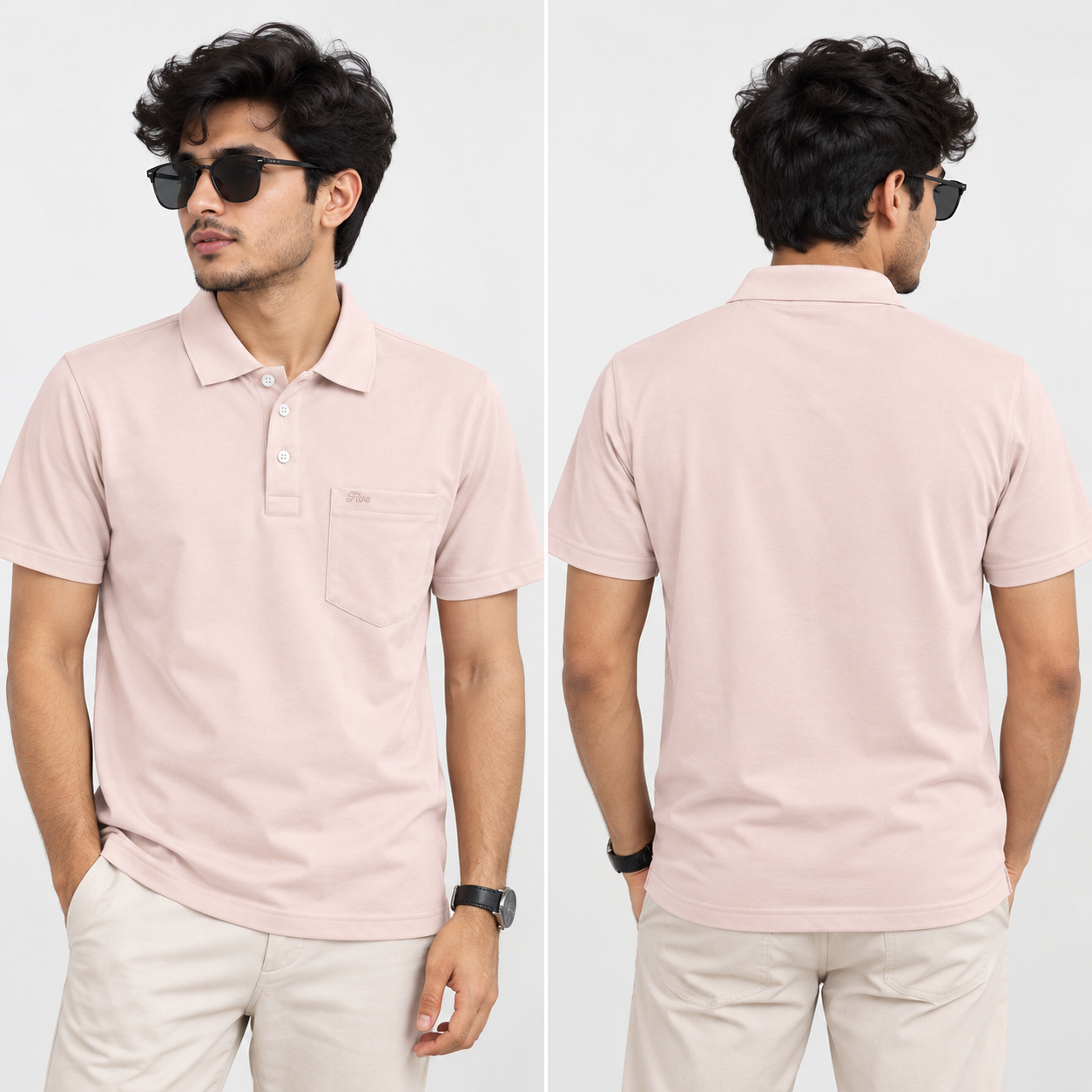 FREEMIND Men's Solid Polo T-Shirt | Regular Fit | Short Sleeve - Image 3