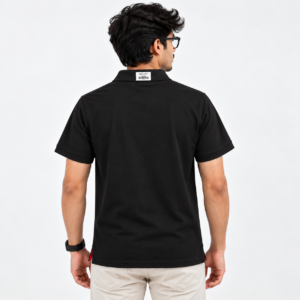 DIXCY SCOTT Men's Solid Black Polo T-Shirt | Regular Fit | Short Sleeve | Size S