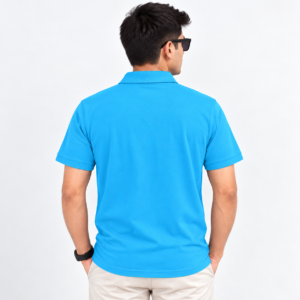 Bumchums Men's Solid Sky Blue Polo T-Shirt | Cotton Rich | Regular Fit | Size S