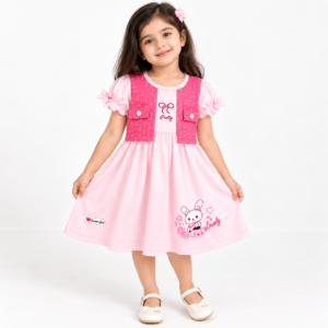 Girls Pink Pretty Bunny Printed Dress (Age 2–3 Years*)