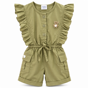 Girls’ Ruffle Sleeve Button-Front Romper/ Top
