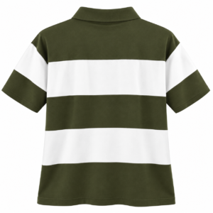VIHAANA Women's Olive Green & White Striped Polo T-Shirt